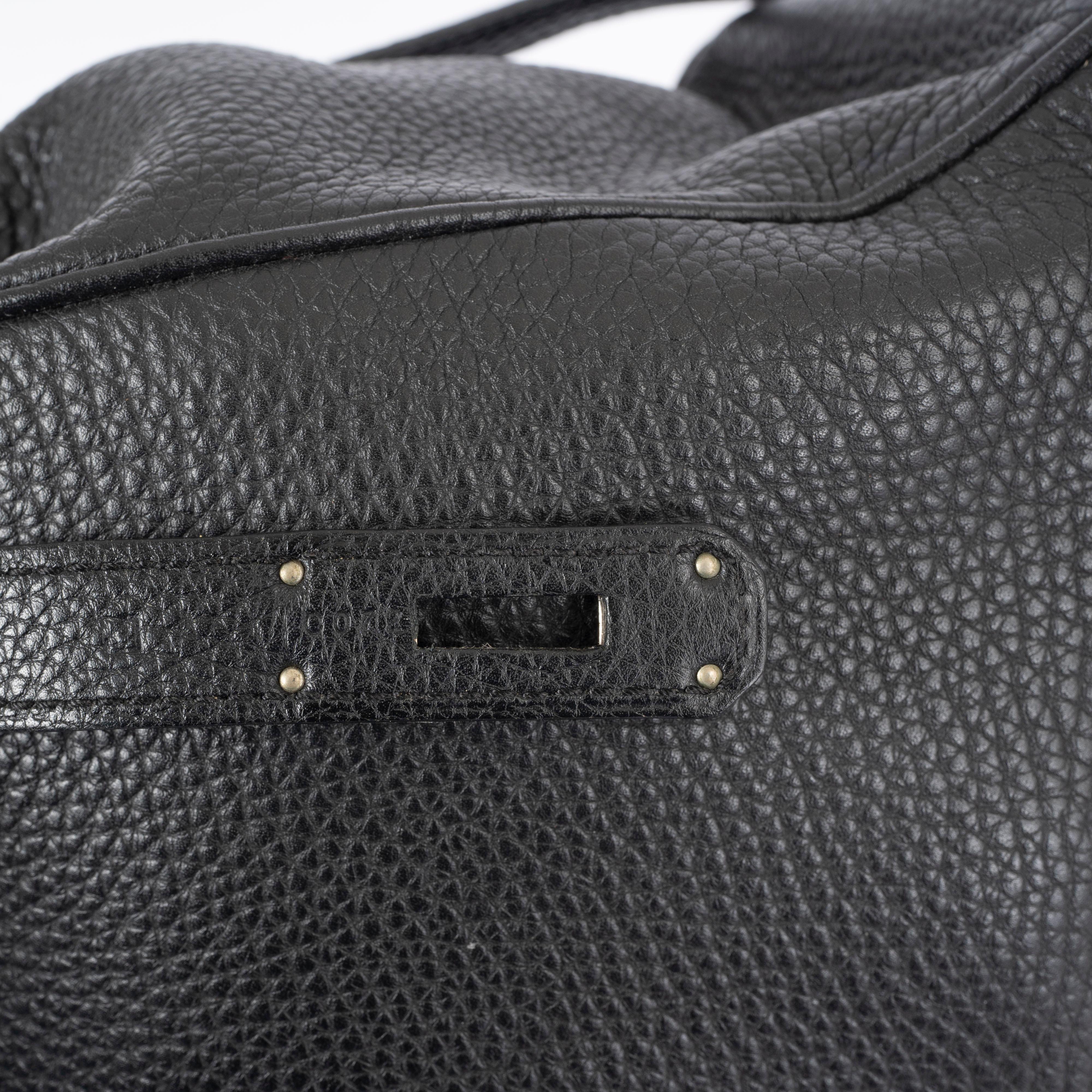 HERMES black leather KELLY 35 RETOURNE Bag w Palladium For Sale 3