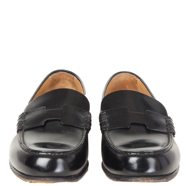 HERMES black leather KENNEDY Loafers Shoes 36.5 at 1stDibs hermes