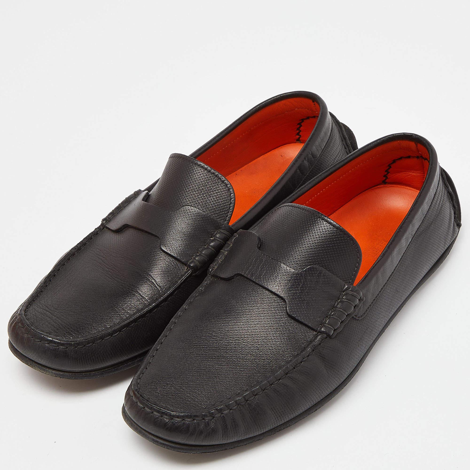 Hermes Black Leather Kennedy Slip On Loafers Size 40.5 For Sale 2