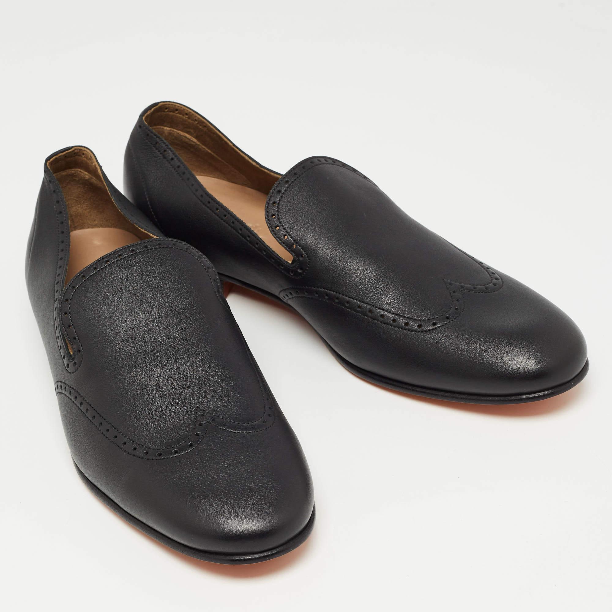 Hermès Black Leather Kentucky Loafers Size 44 In New Condition In Dubai, Al Qouz 2