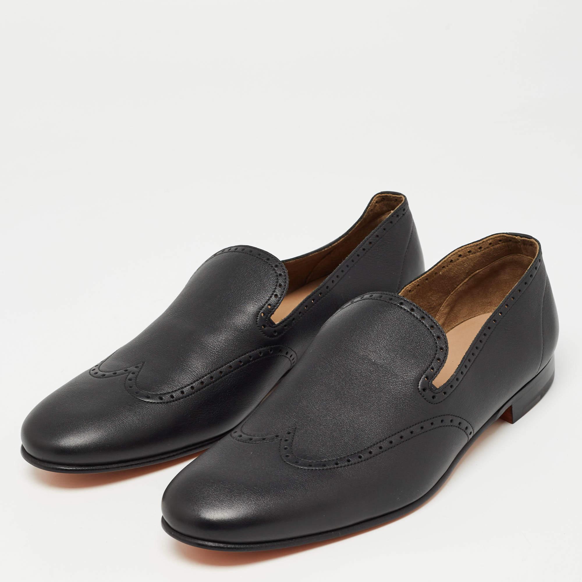 Men's Hermès Black Leather Kentucky Loafers Size 44