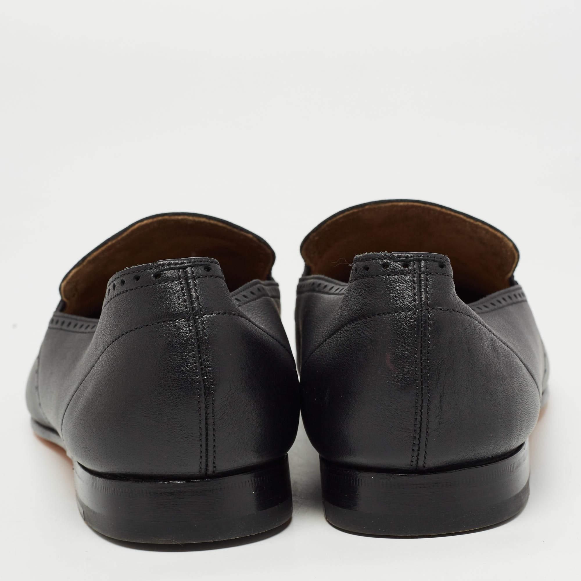 Hermès Black Leather Kentucky Loafers Size 44 2