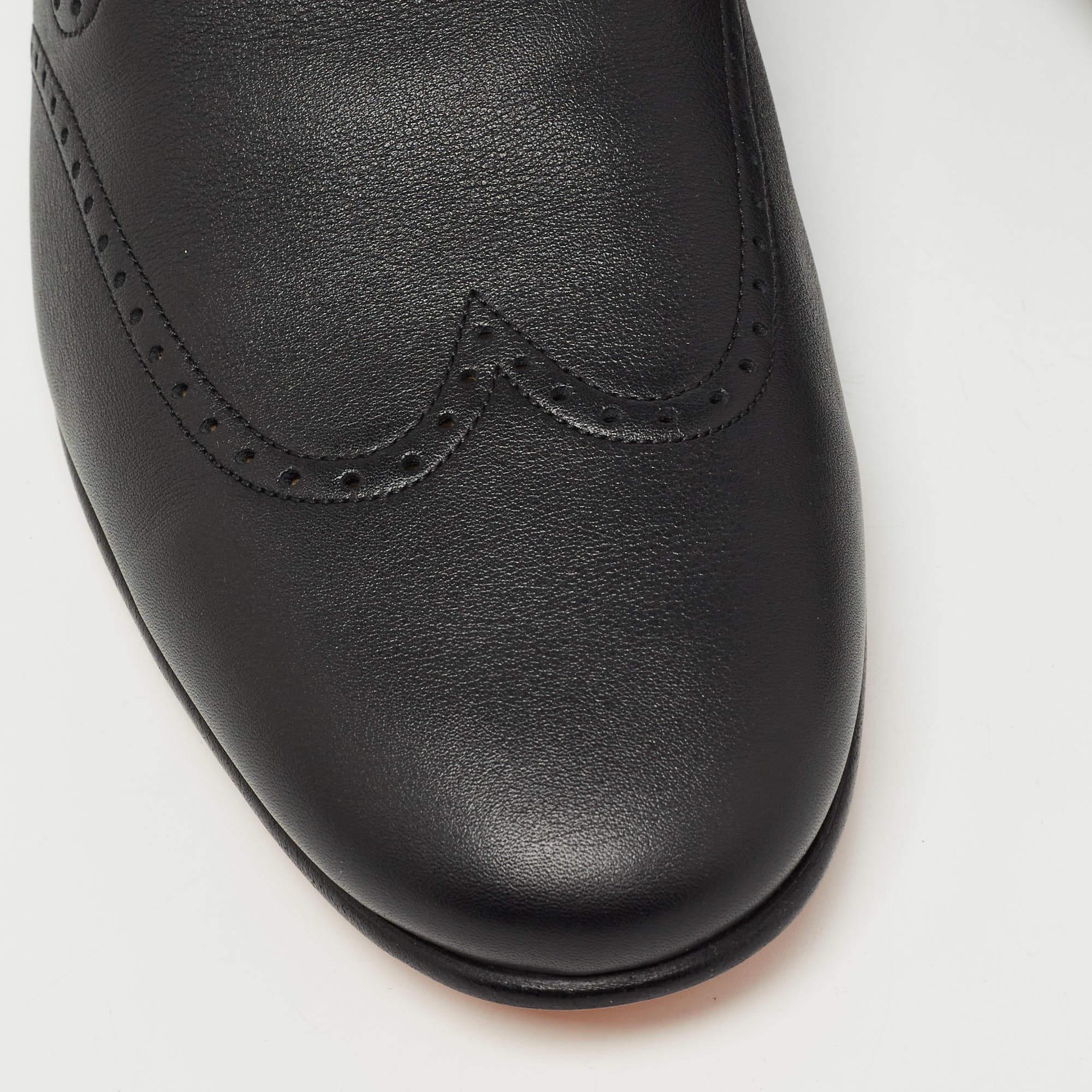 Hermès Black Leather Kentucky Loafers Size 44 3