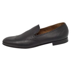 Hermès Black Leather Kentucky Loafers Size 44