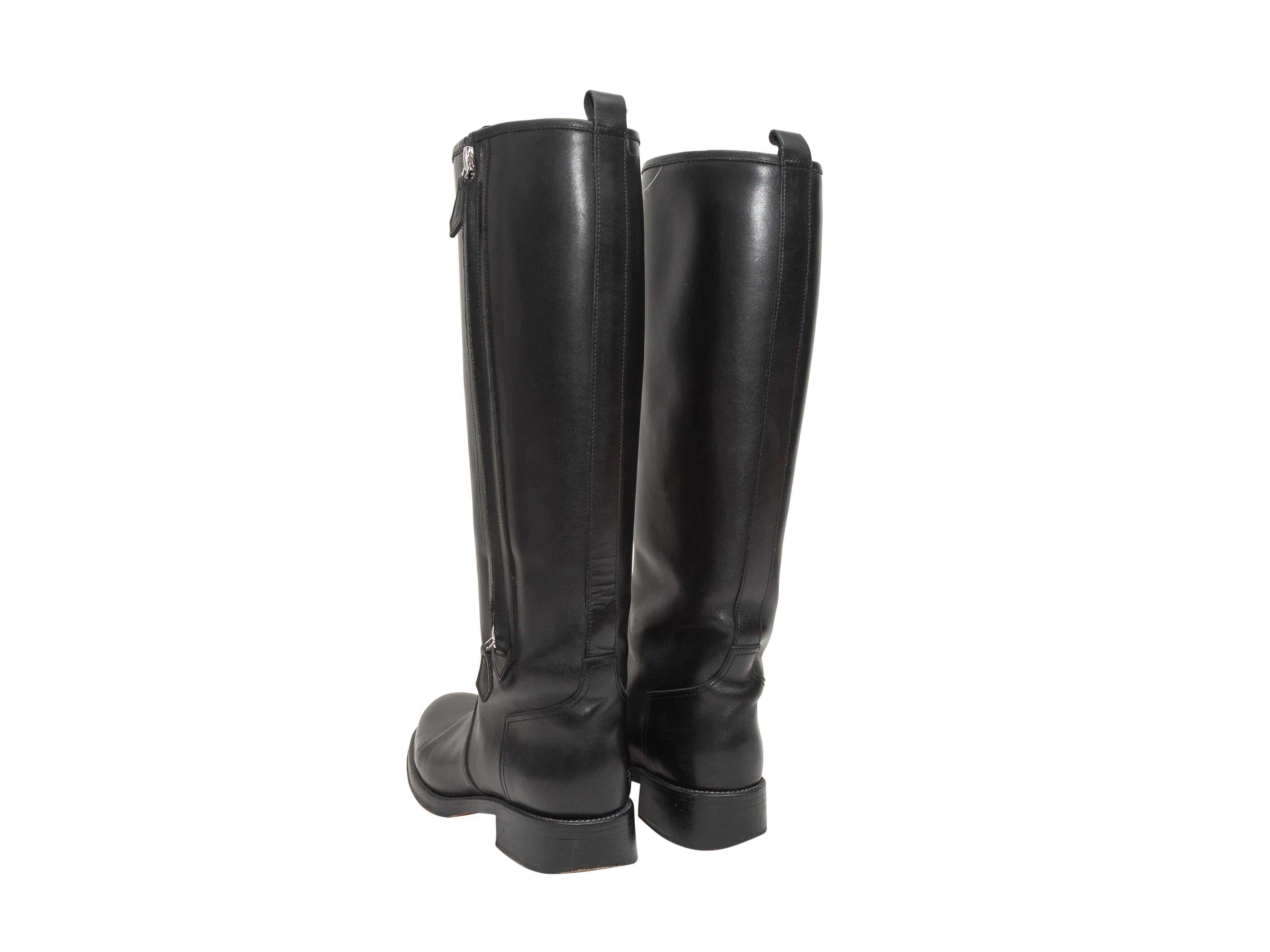 Botas de montar Hermes de piel negra hasta la rodilla en Bueno Estado en New York, NY