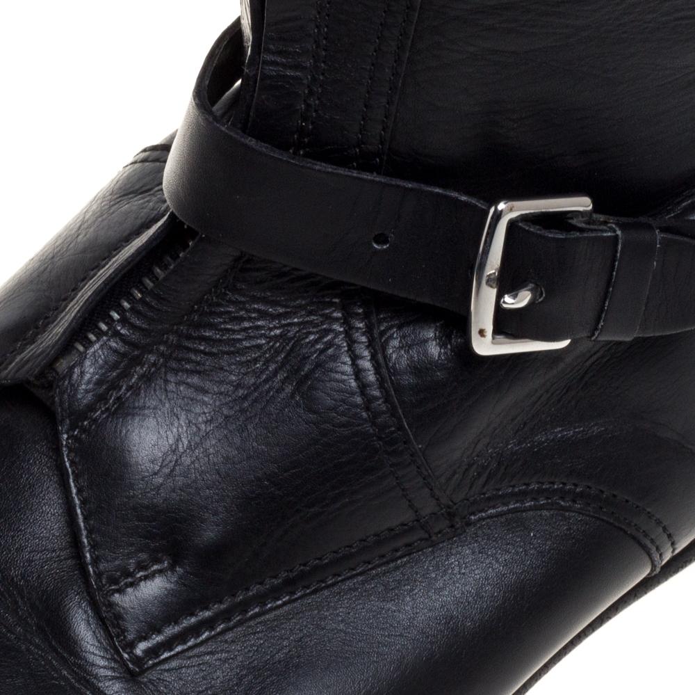 Hermes Black Leather Knee Length Boots Size 37 2