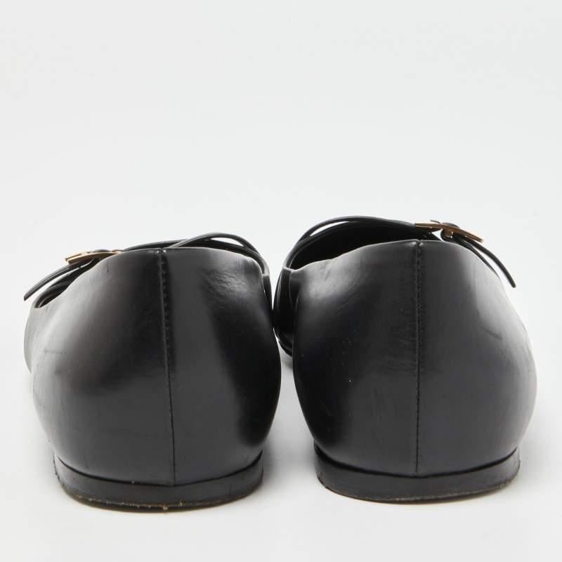 Hermes Black Leather Laura Ballet Flats Size 38.5 2