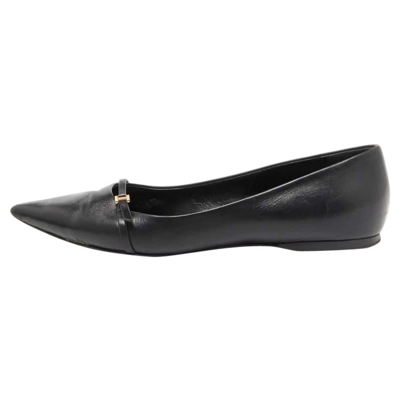 Hermes Black Leather Laura Ballet Flats Size 38.5