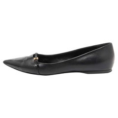 Hermes Black Leather Laura Ballet Flats Size 38.5