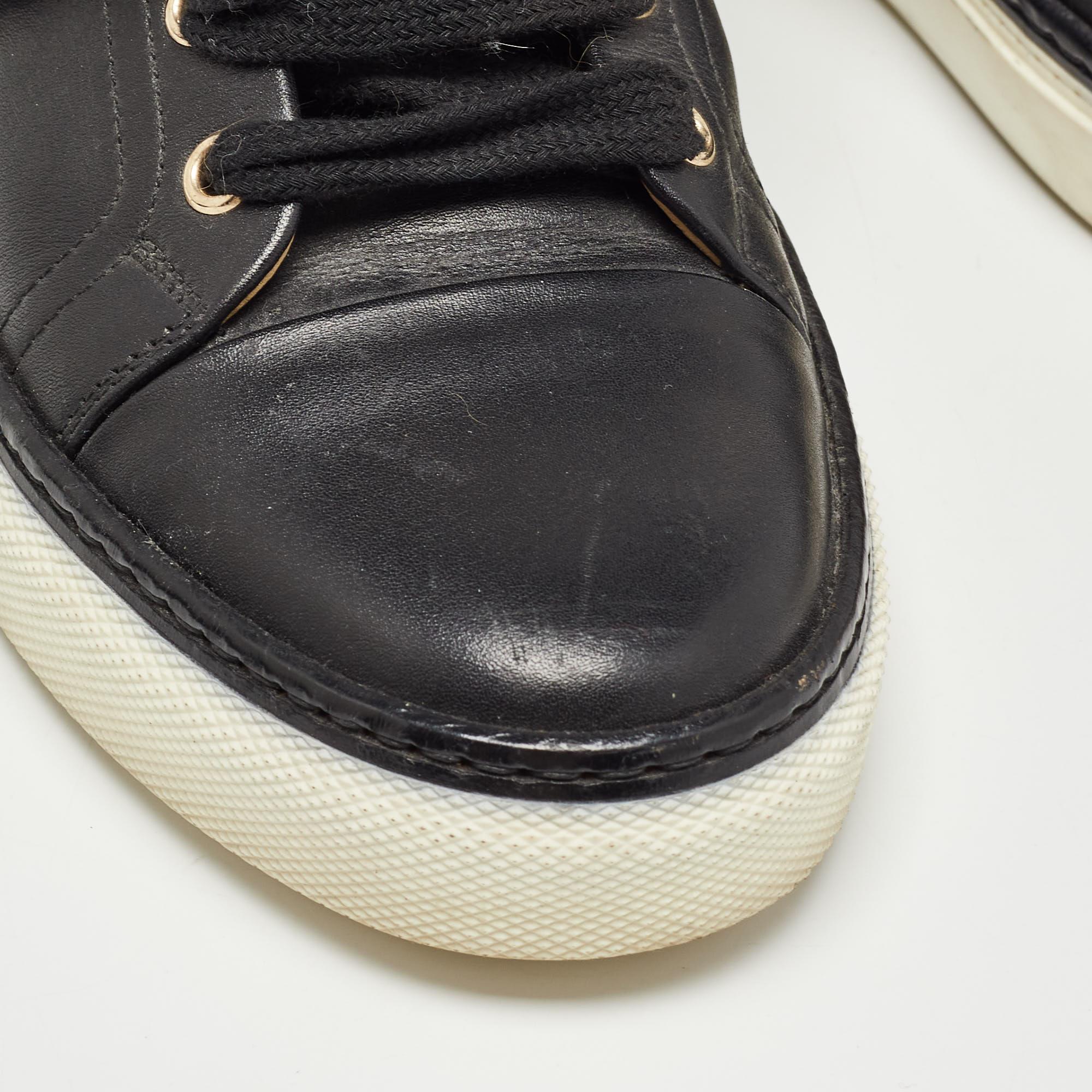 Hermes Schwarze Lennox High Top Turnschuhe aus Leder Größe 36 4