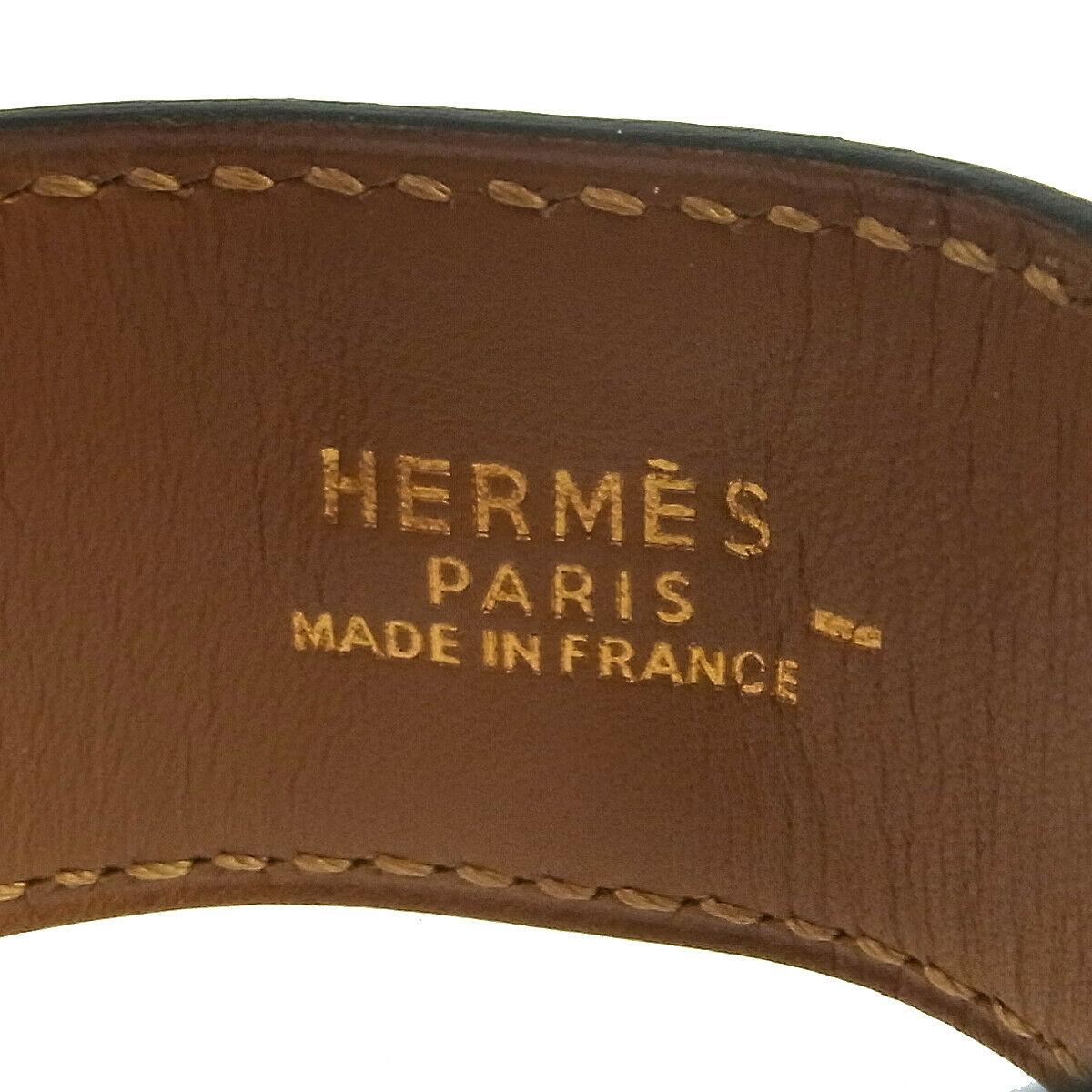 Hermes Black Leather Lizard Gold Stud Men's Women's Evening Cuff Bracelet in Box In Good Condition In Chicago, IL