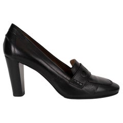 HERMES pelle nera LOAFER STYLE Pumps Scarpe 37.5