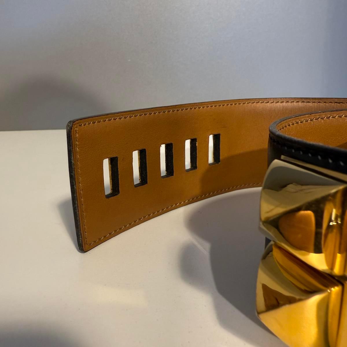 Hermès Black Leather Médor Belt GHW For Sale 2