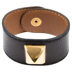 Hermes Black Leather Medor Bracelet