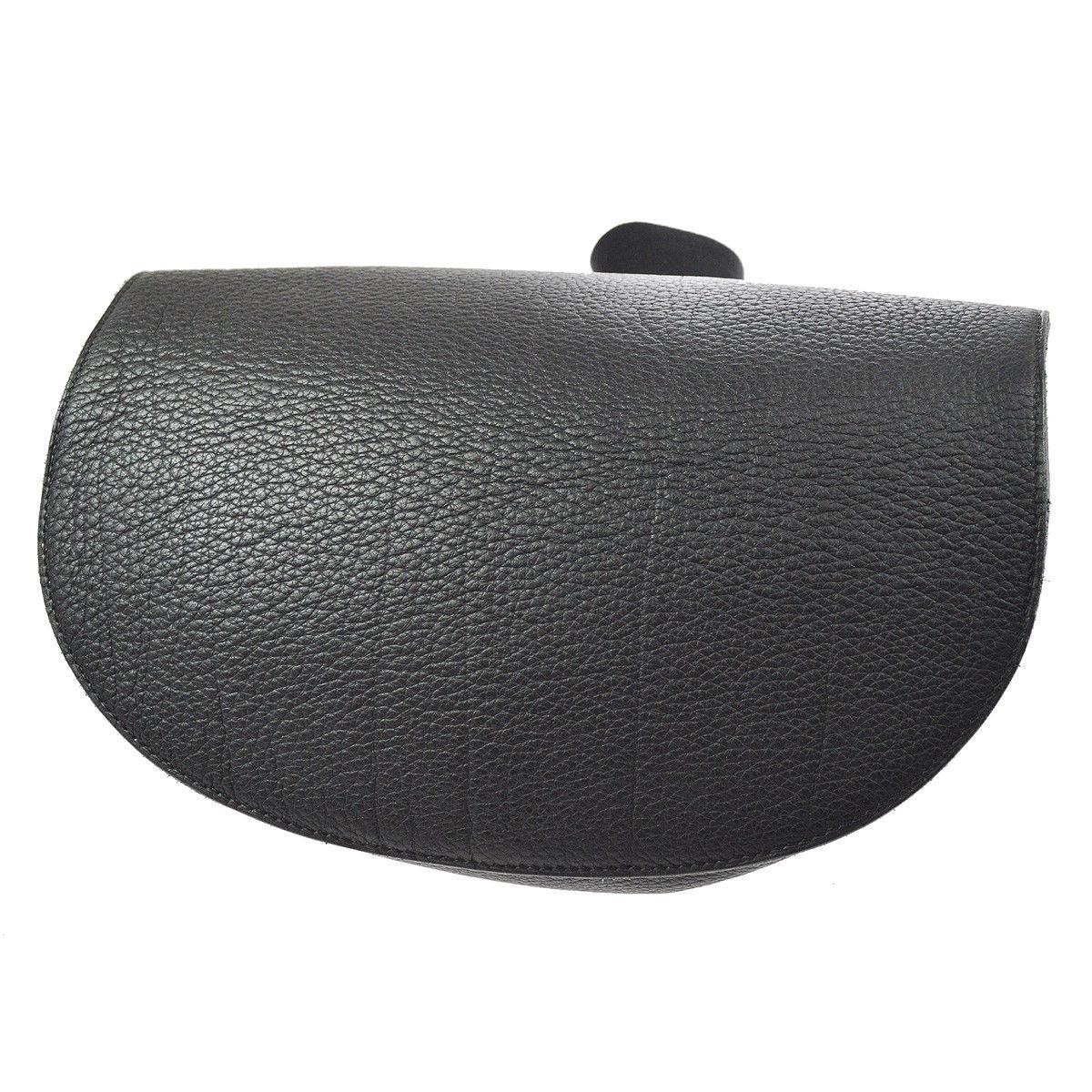 Hermes Black Leather Men's Women's Travel Carryall Shoulder Backpack 2