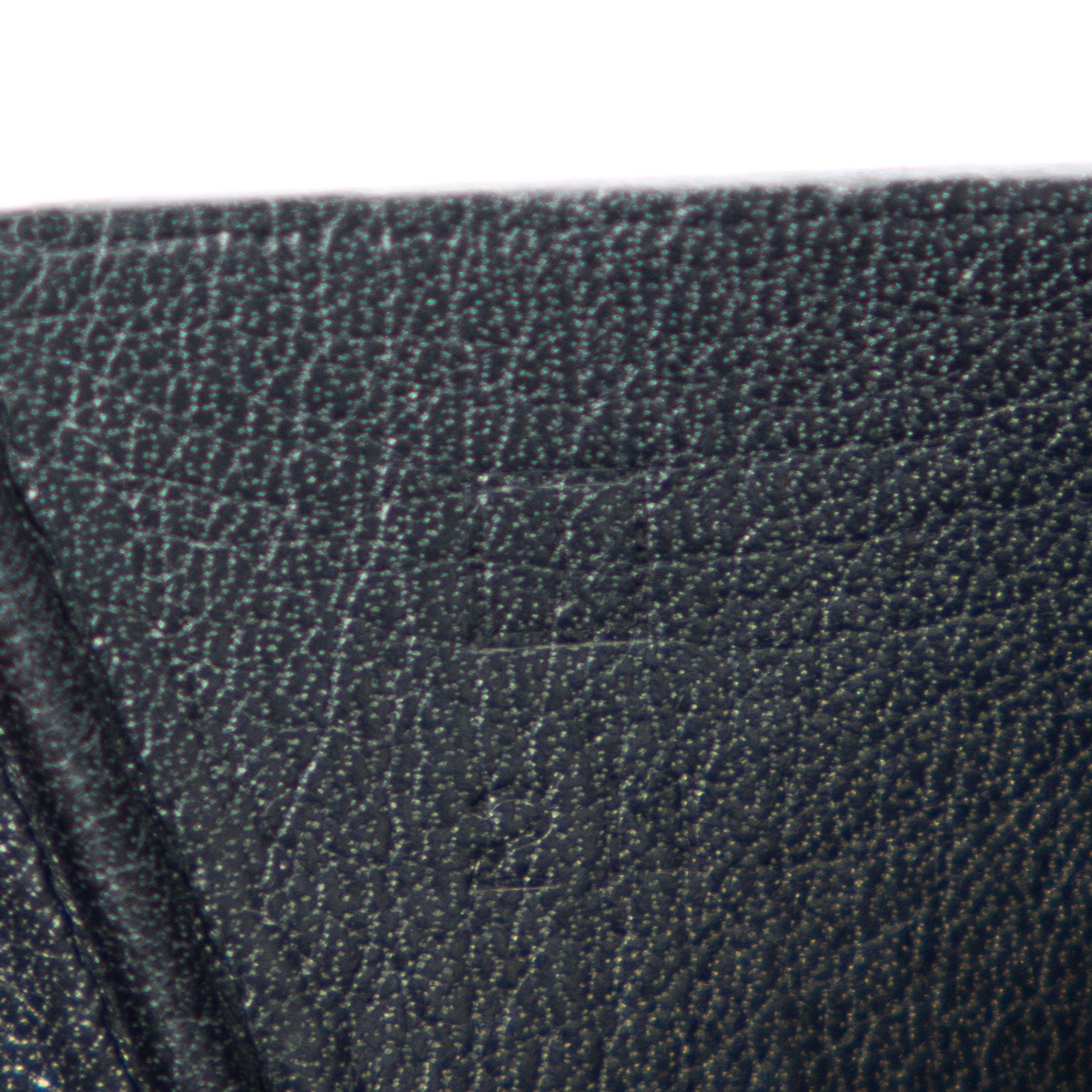 HERMES Miroir BEARN COMPACT Portemonnaie aus schwarzem Leder mit zwei Fächern im Angebot 2