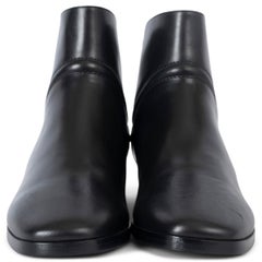 HERMES black leather NEDJI COMPETITION Ankle Boots Shoes 36
