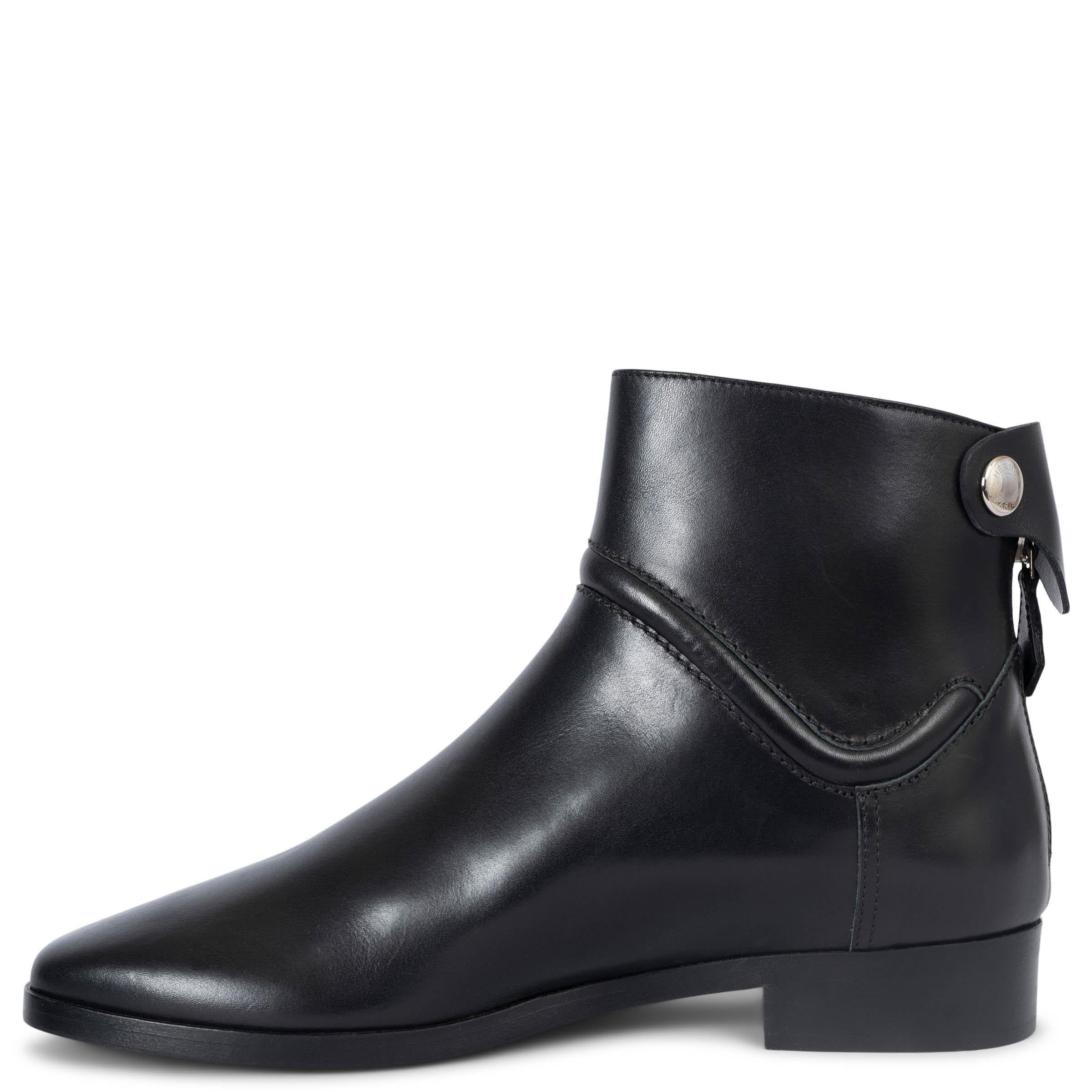 Black HERMES black leather NEDJI COMPETITION Ankle Boots Shoes 36 For Sale