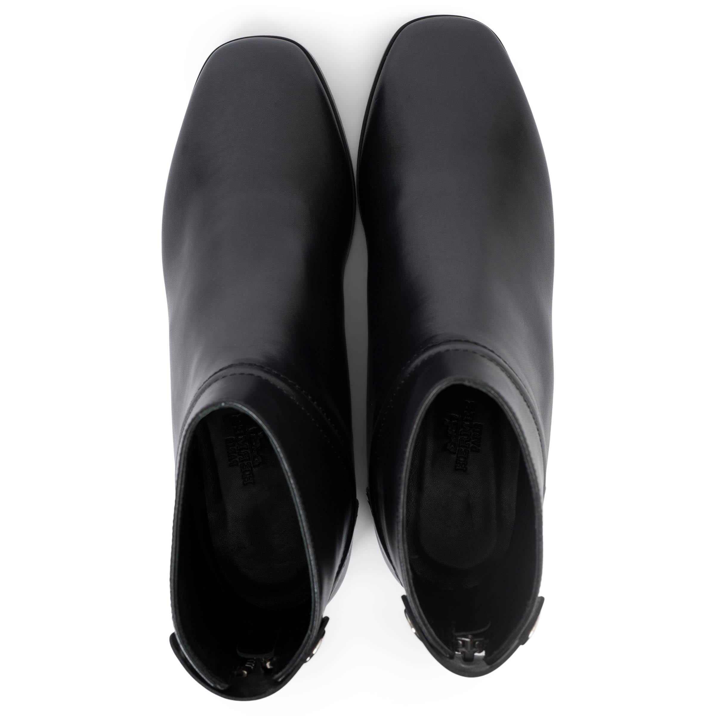 Women's HERMES black leather NEDJI COMPETITION Ankle Boots Shoes 36 For Sale