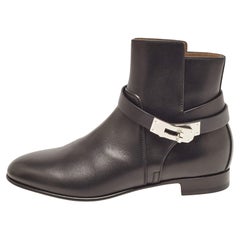 Hermes Black Leather Neo Ankle Boots Size 37