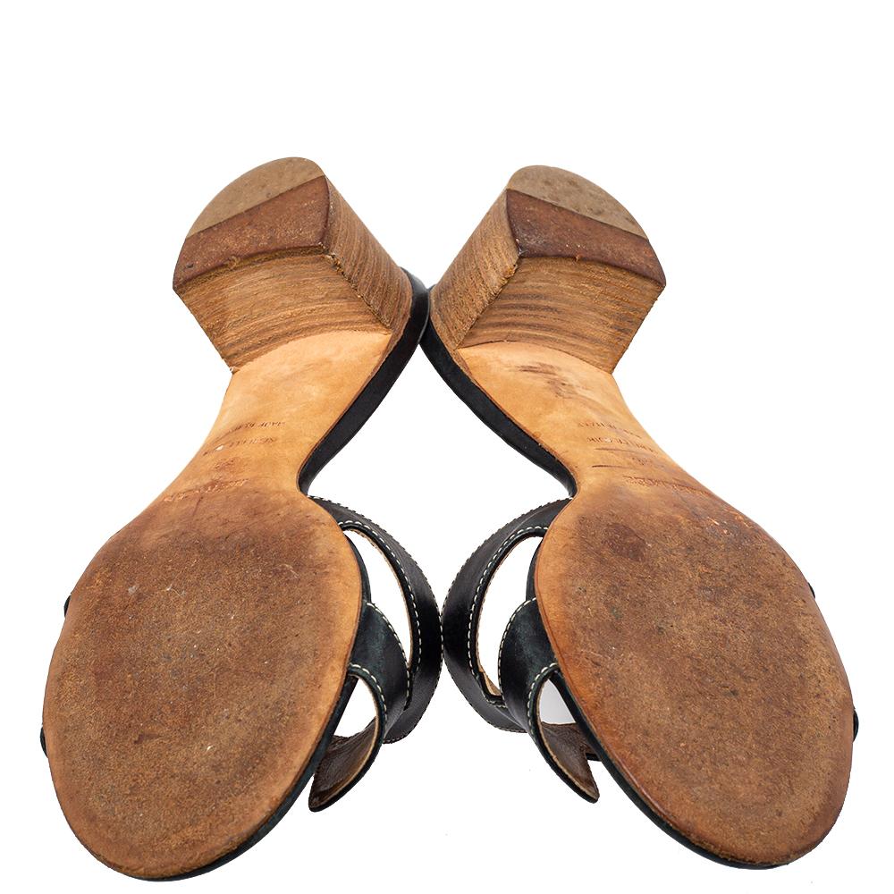 Hermes Schwarz Leder Oasis Slide Sandalen Größe 38 3