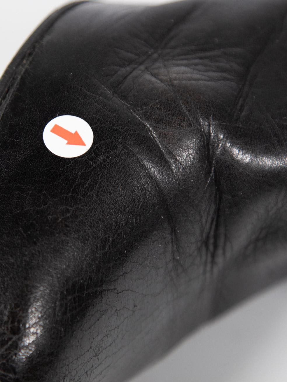 Hermès Black Leather Over The Knee Heeled Boots Size IT 38.5 For Sale 4