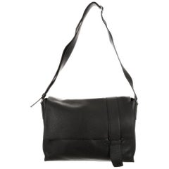 Hermes Black Leather Palladium Carryall Travel Flap Shoulder Bag in Box 