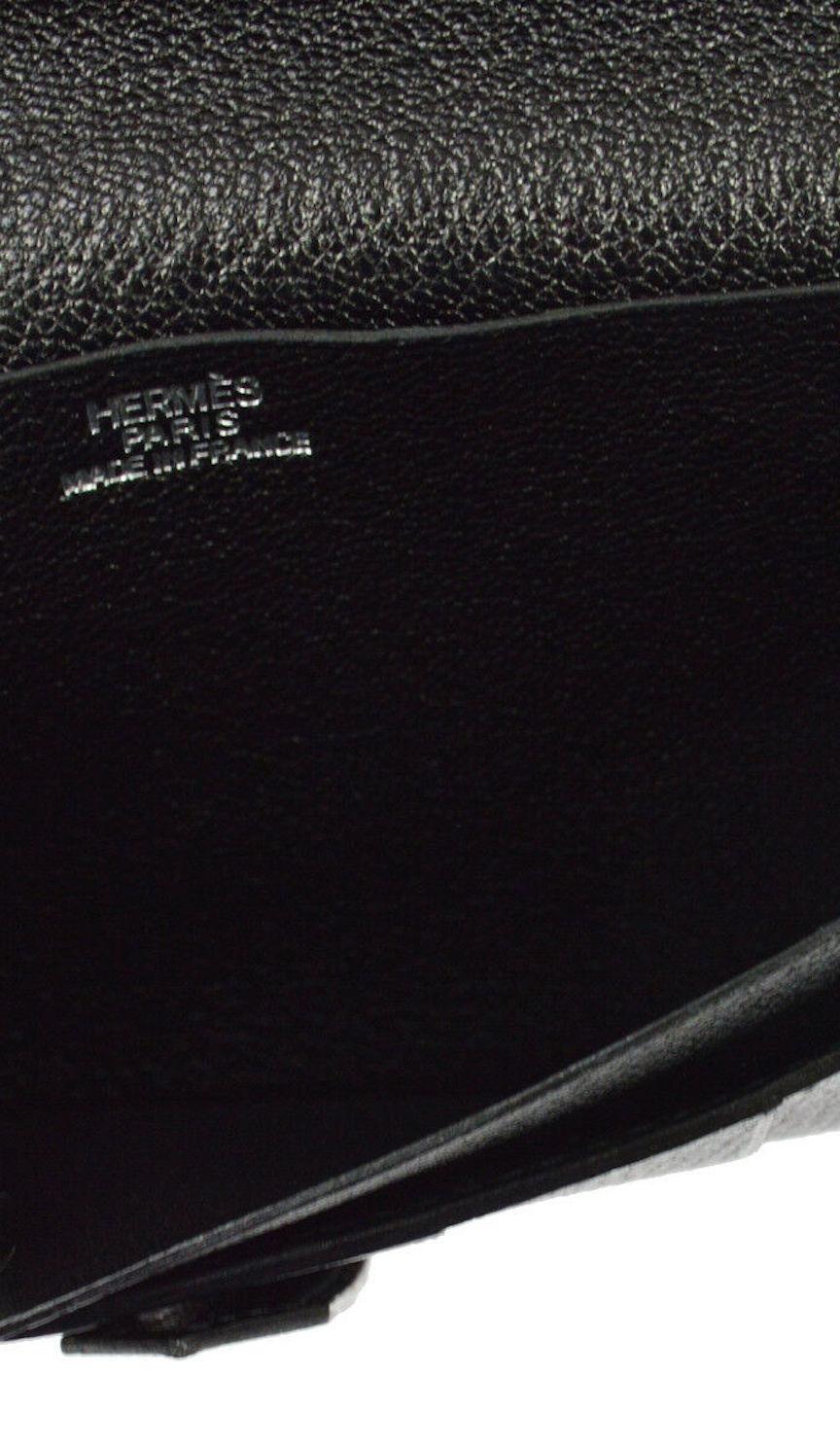 Hermes Black Leather Palladium 'H' Clutch Wallet in Box 2