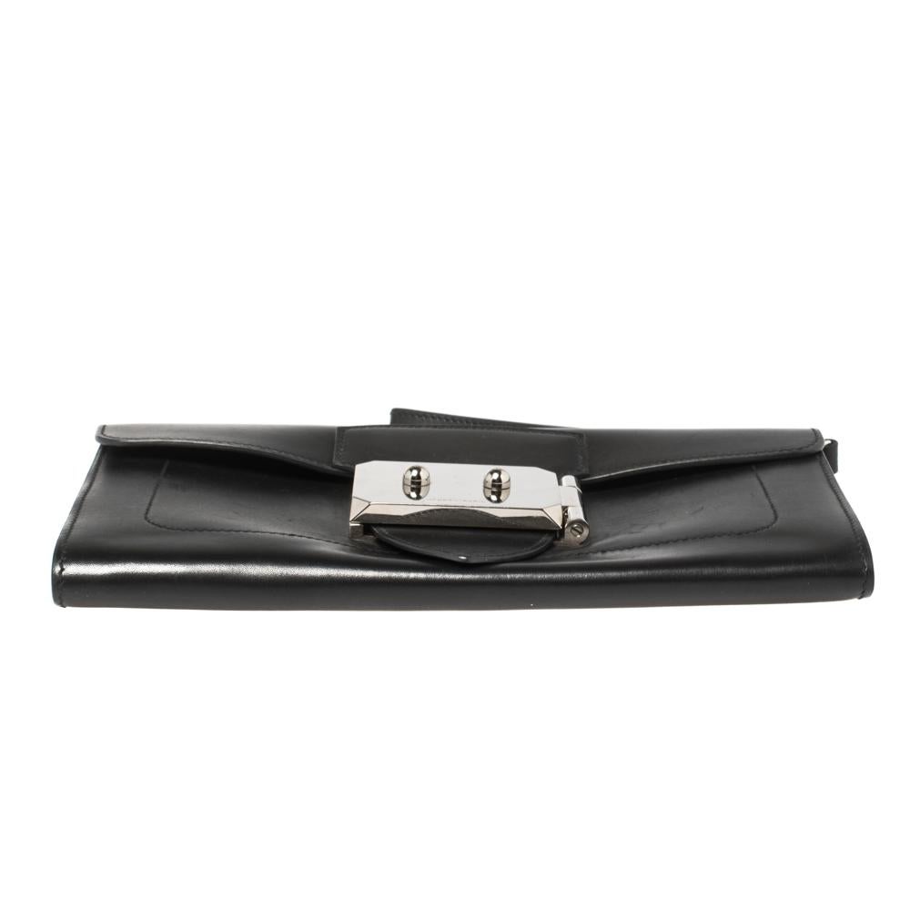 Hermes Black Leather Palladium Hardware Goodlock Clutch 1