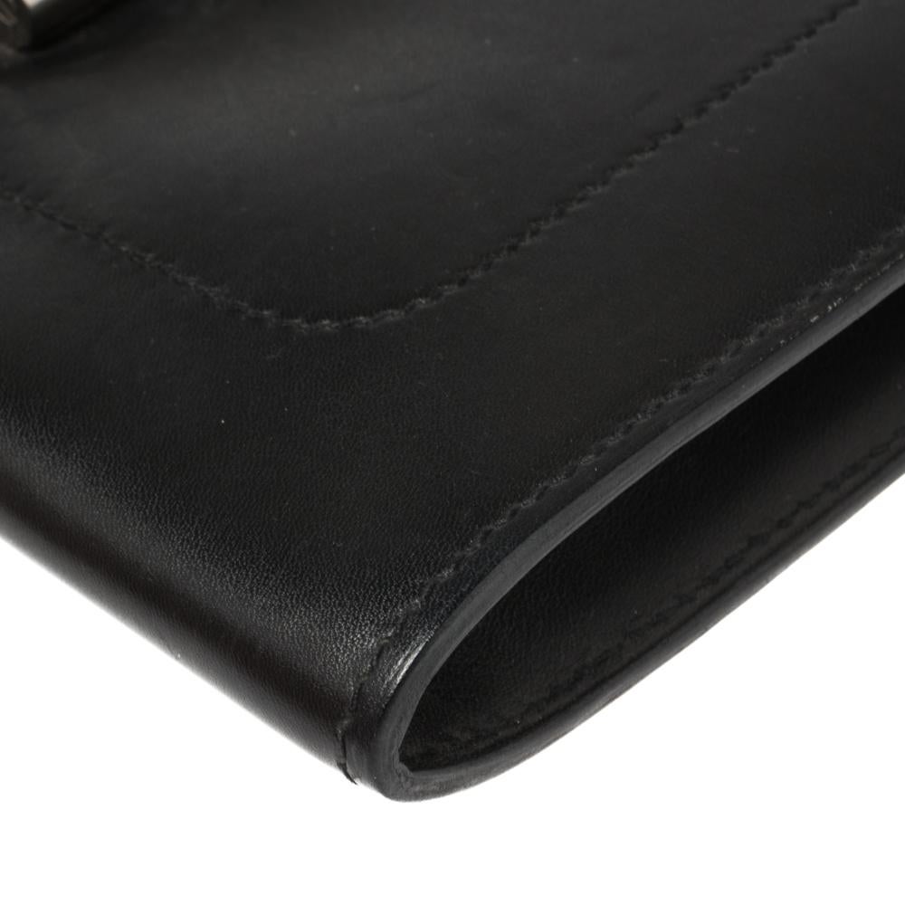 Hermes Black Leather Palladium Hardware Goodlock Clutch 3