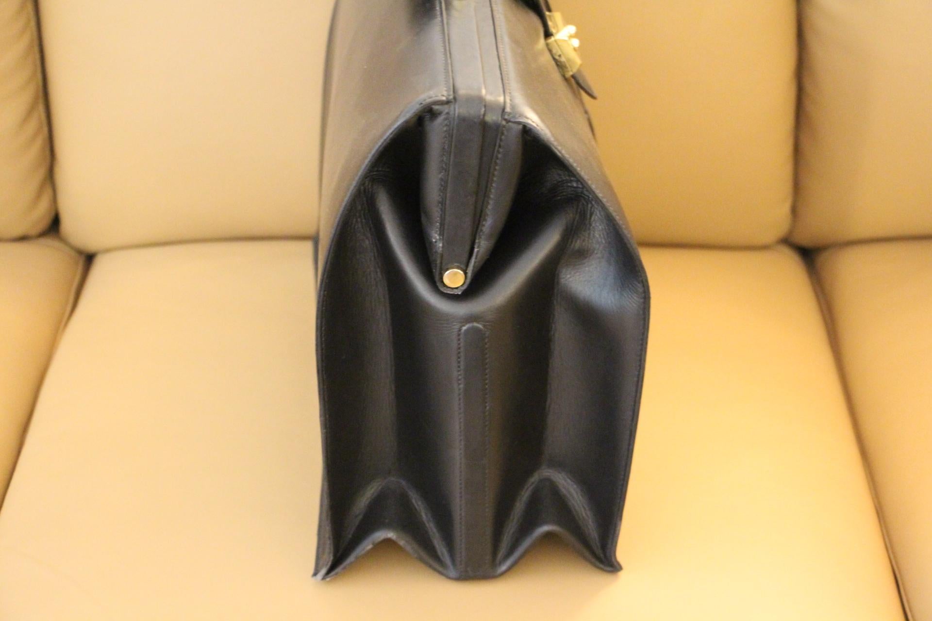 Hermès Black Leather Pilot or Doctor's Briefcase 3