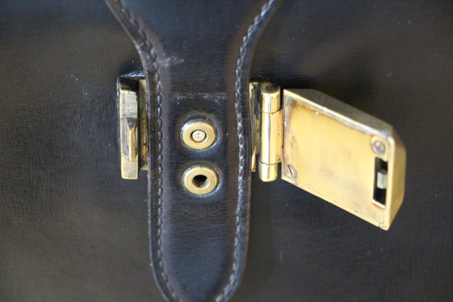 Hermès Black Leather Pilot or Doctor's Briefcase 7