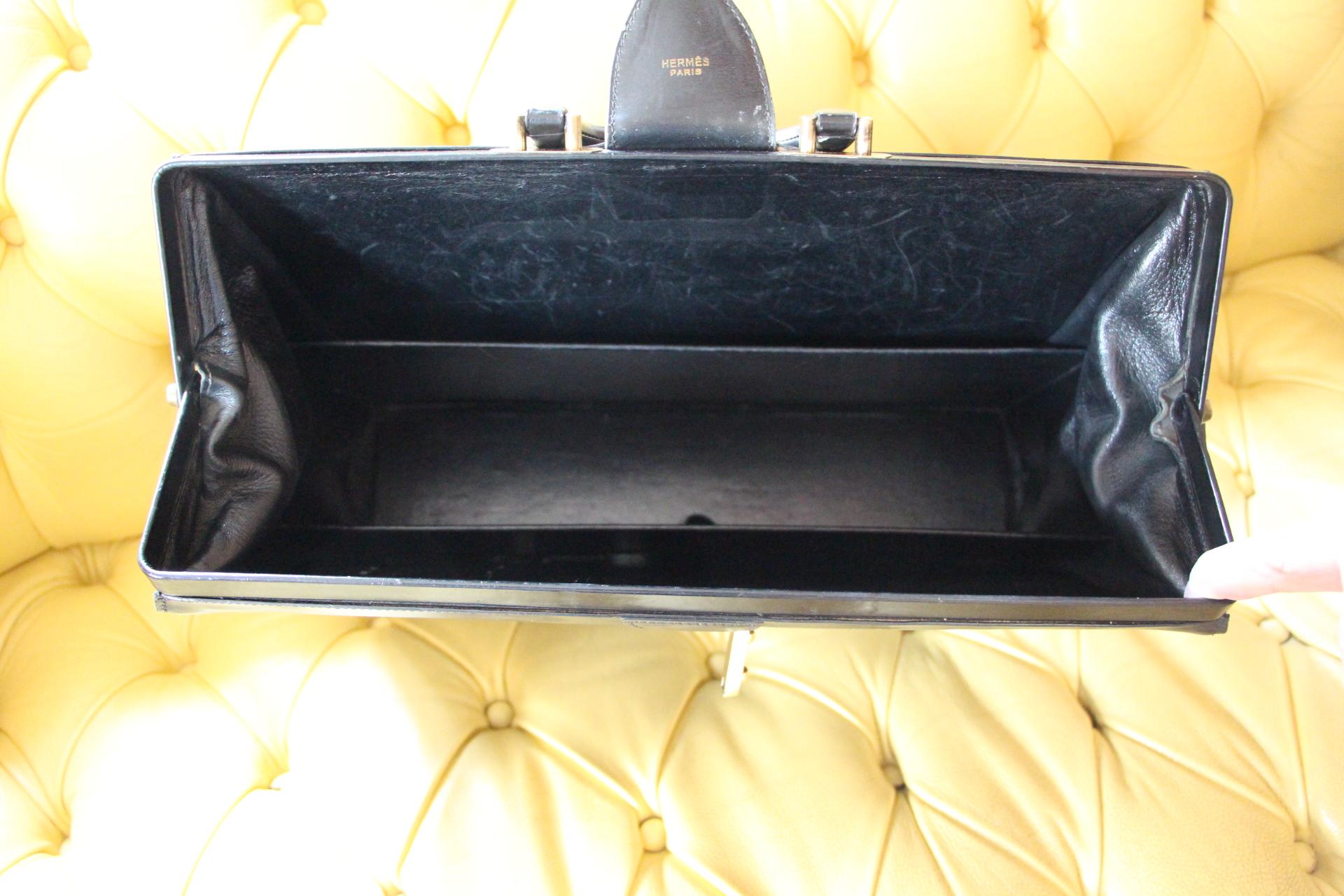 Hermès Black Leather Pilot or Doctor's Briefcase 10