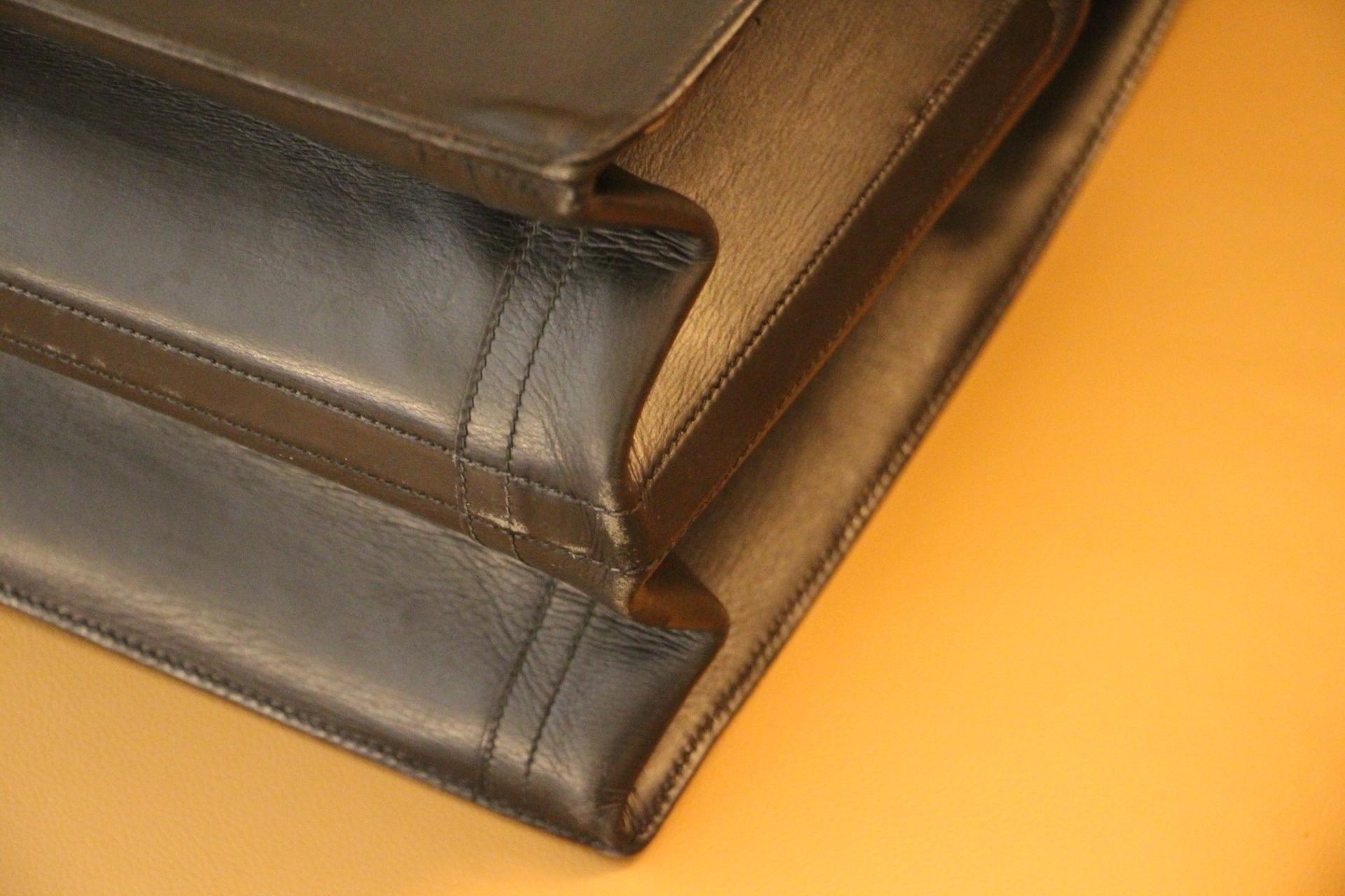 Hermès Black Leather Pilot or Doctor's Briefcase 10