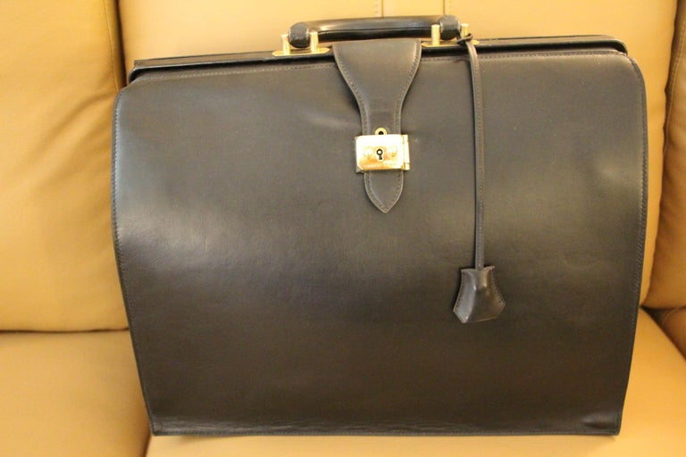 Hermès Black Leather Pilot or Doctor's Briefcase at 1stDibs