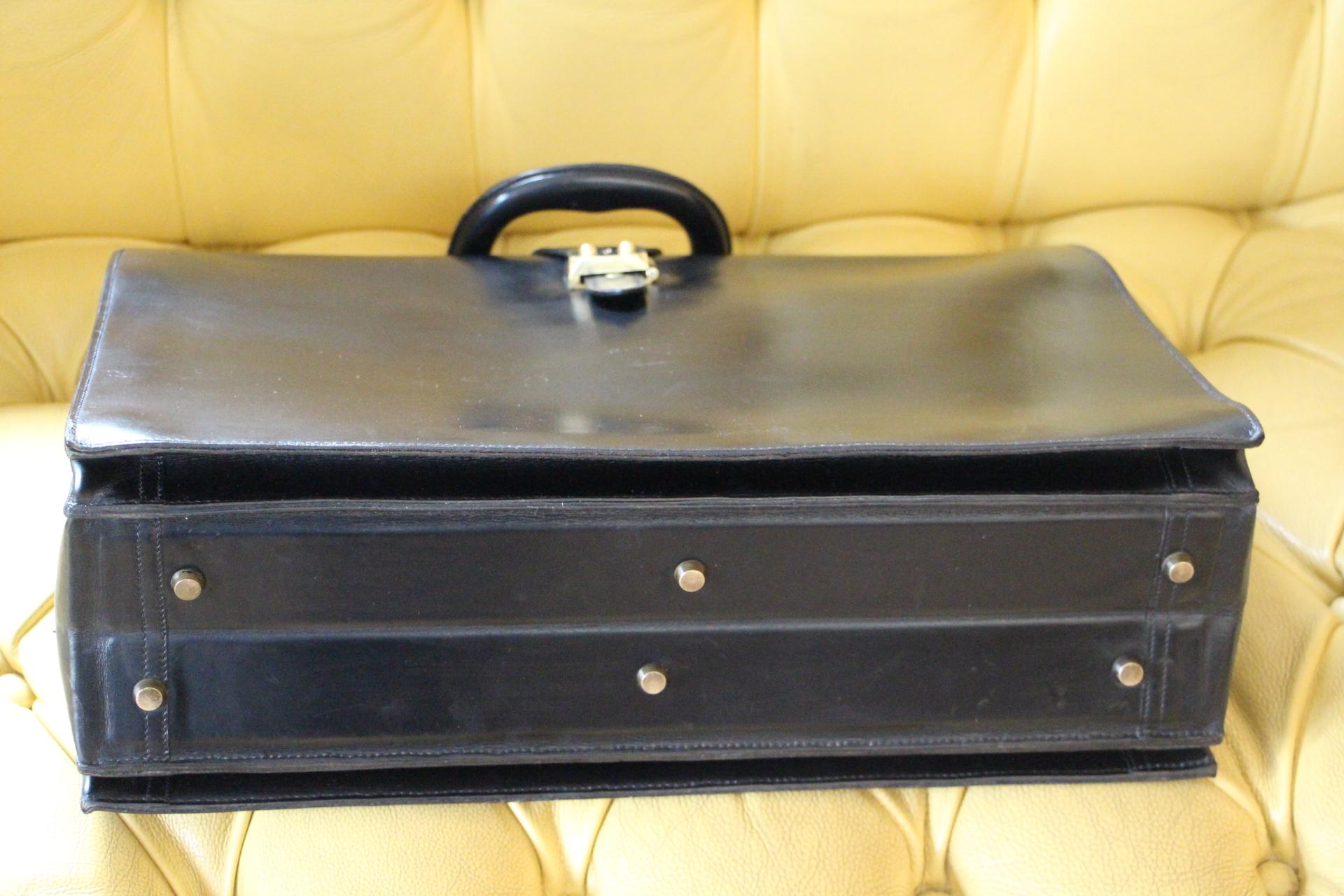 Hermès Black Leather Pilot or Doctor's Briefcase 1