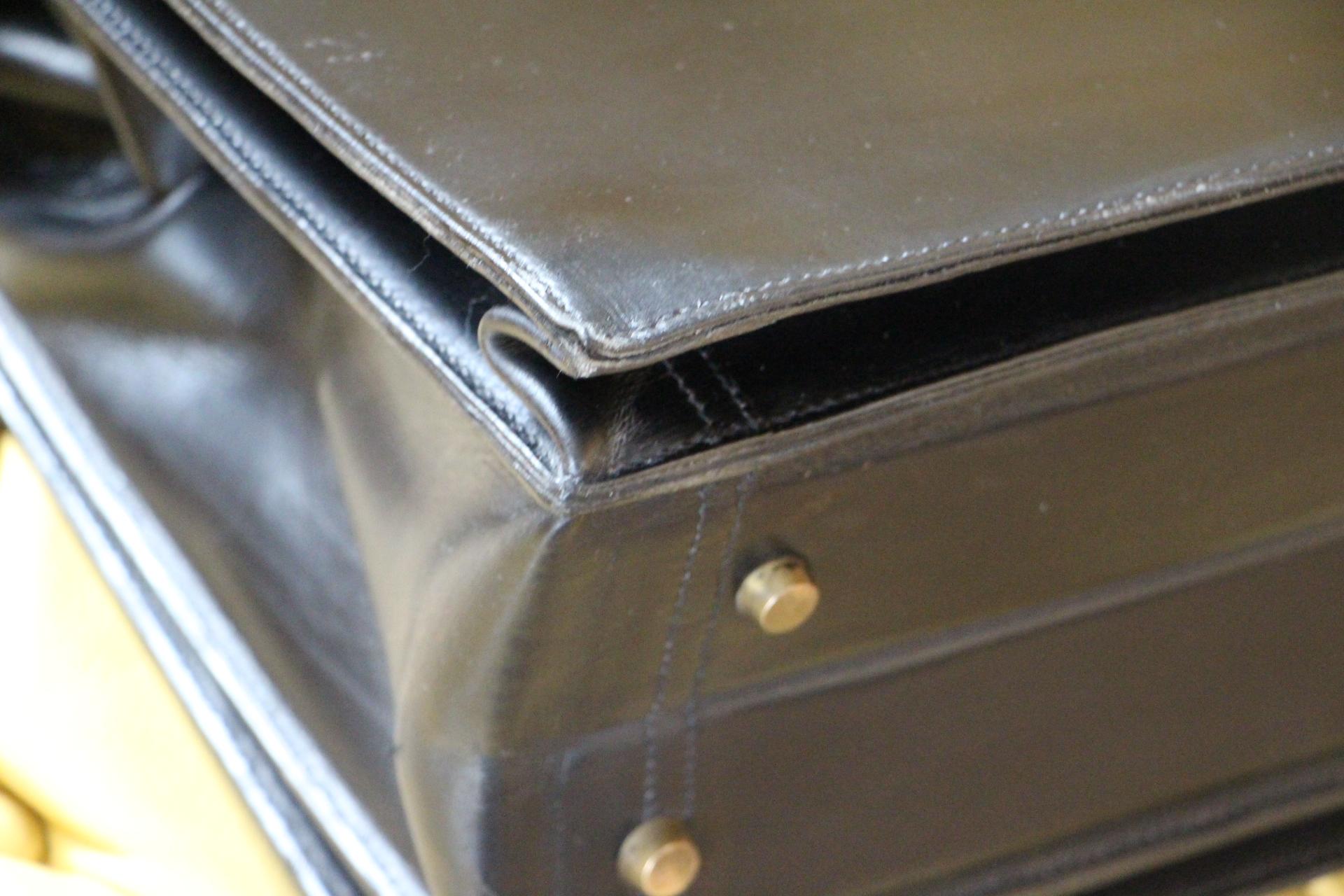 Hermès Black Leather Pilot or Doctor's Briefcase 2