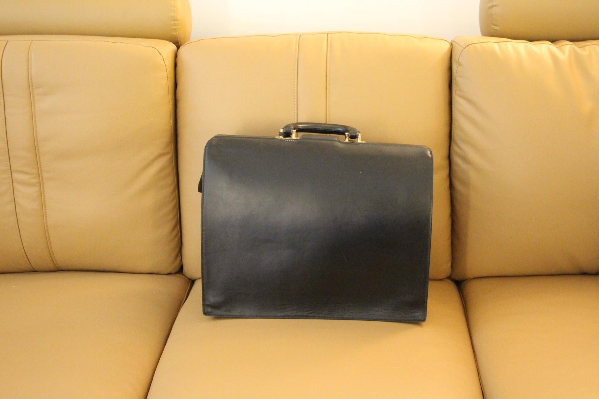 Women's or Men's Hermès Black Leather Pilot or Doctor's Briefcase