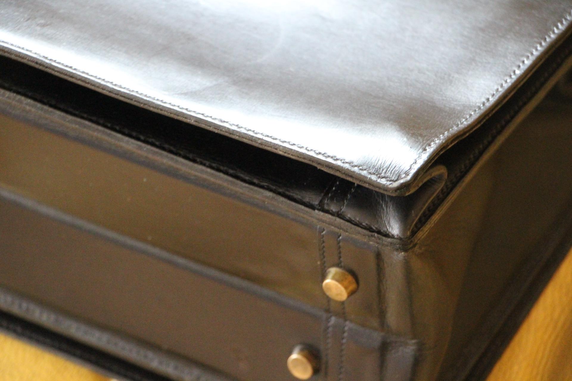Hermès Black Leather Pilot or Doctor's Briefcase 3