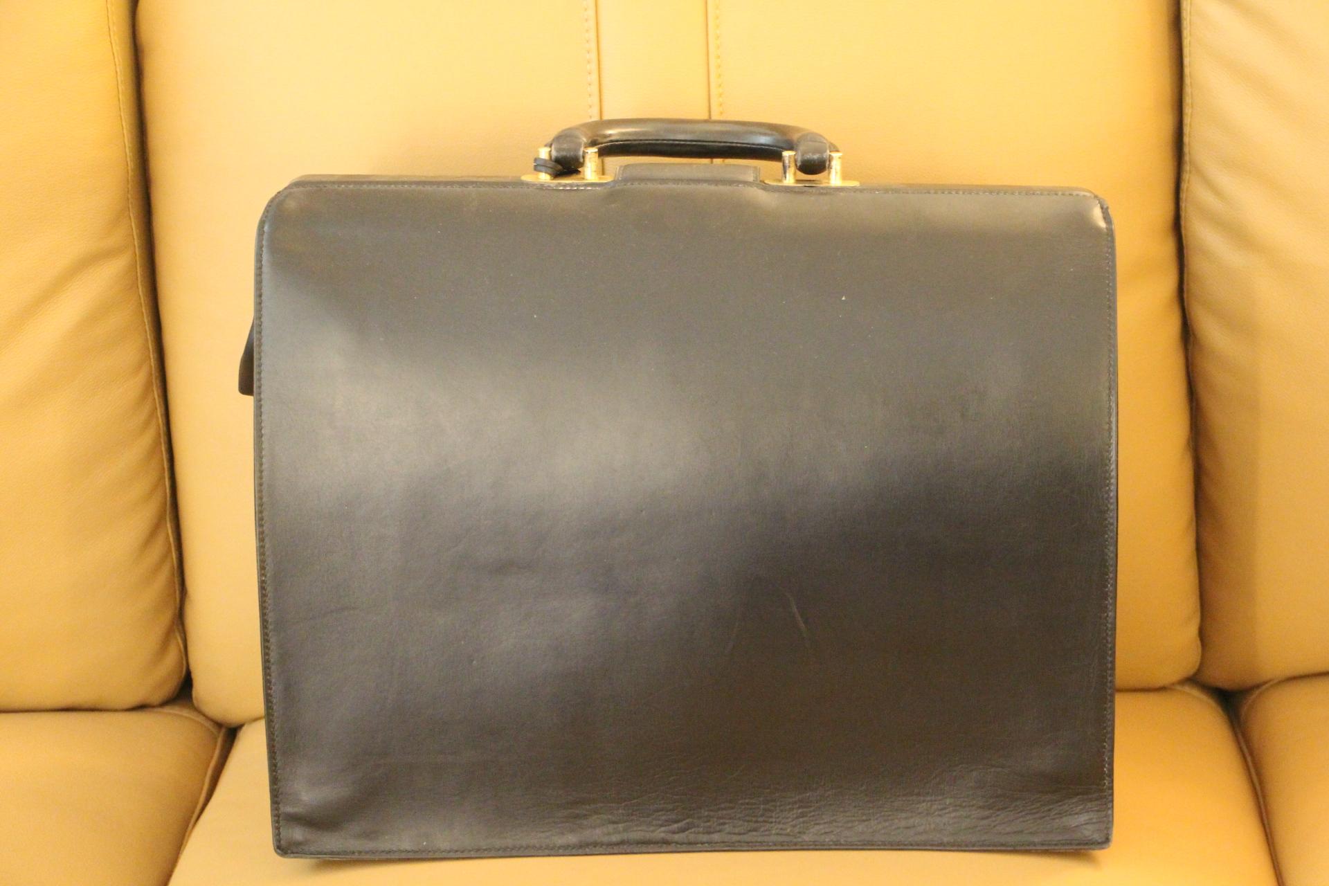 Hermès Black Leather Pilot or Doctor's Briefcase 1