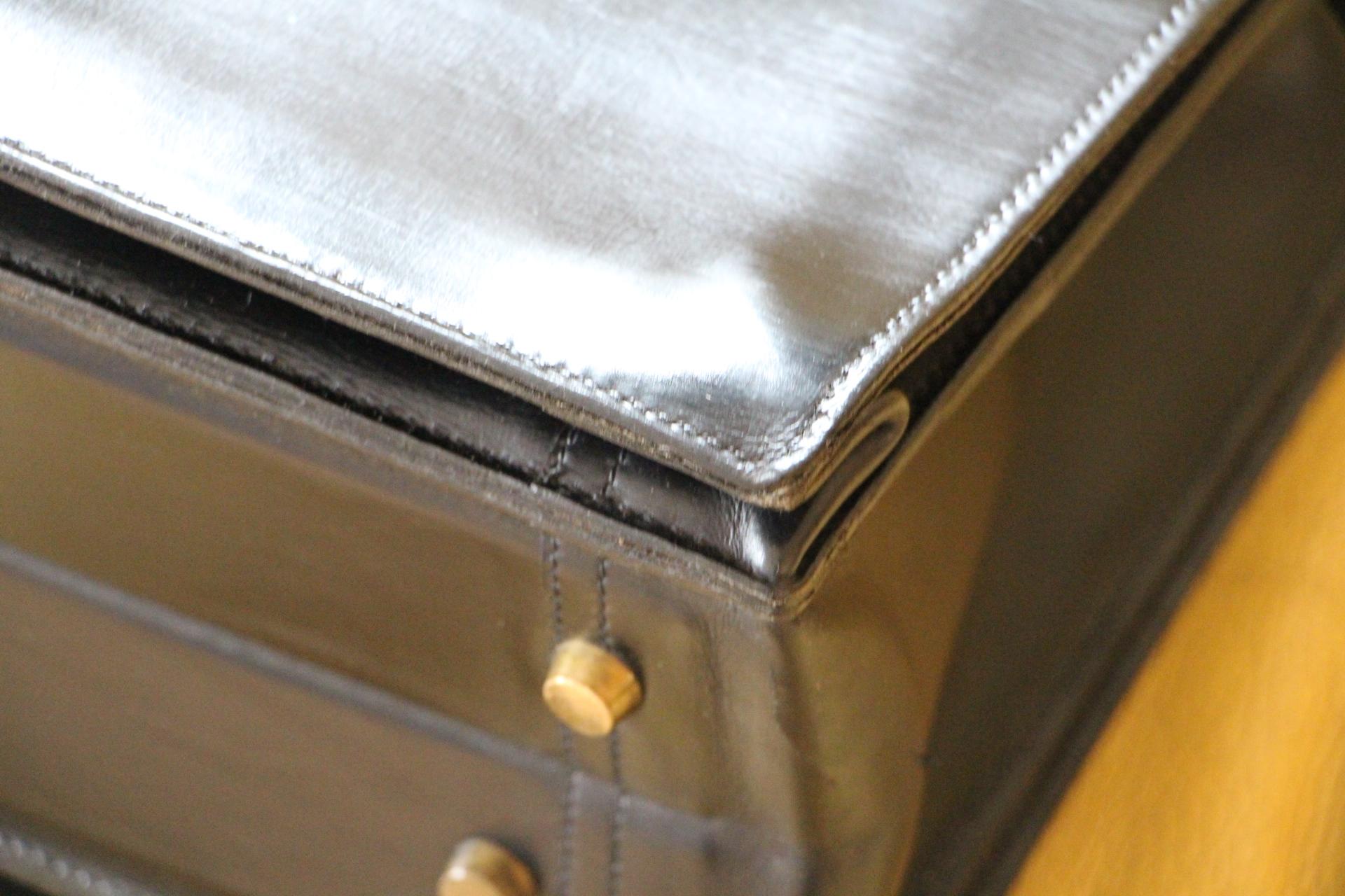 Hermès Black Leather Pilot or Doctor's Briefcase 4