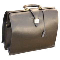 Retro Hermès Black Leather Pilot or Doctor's Briefcase