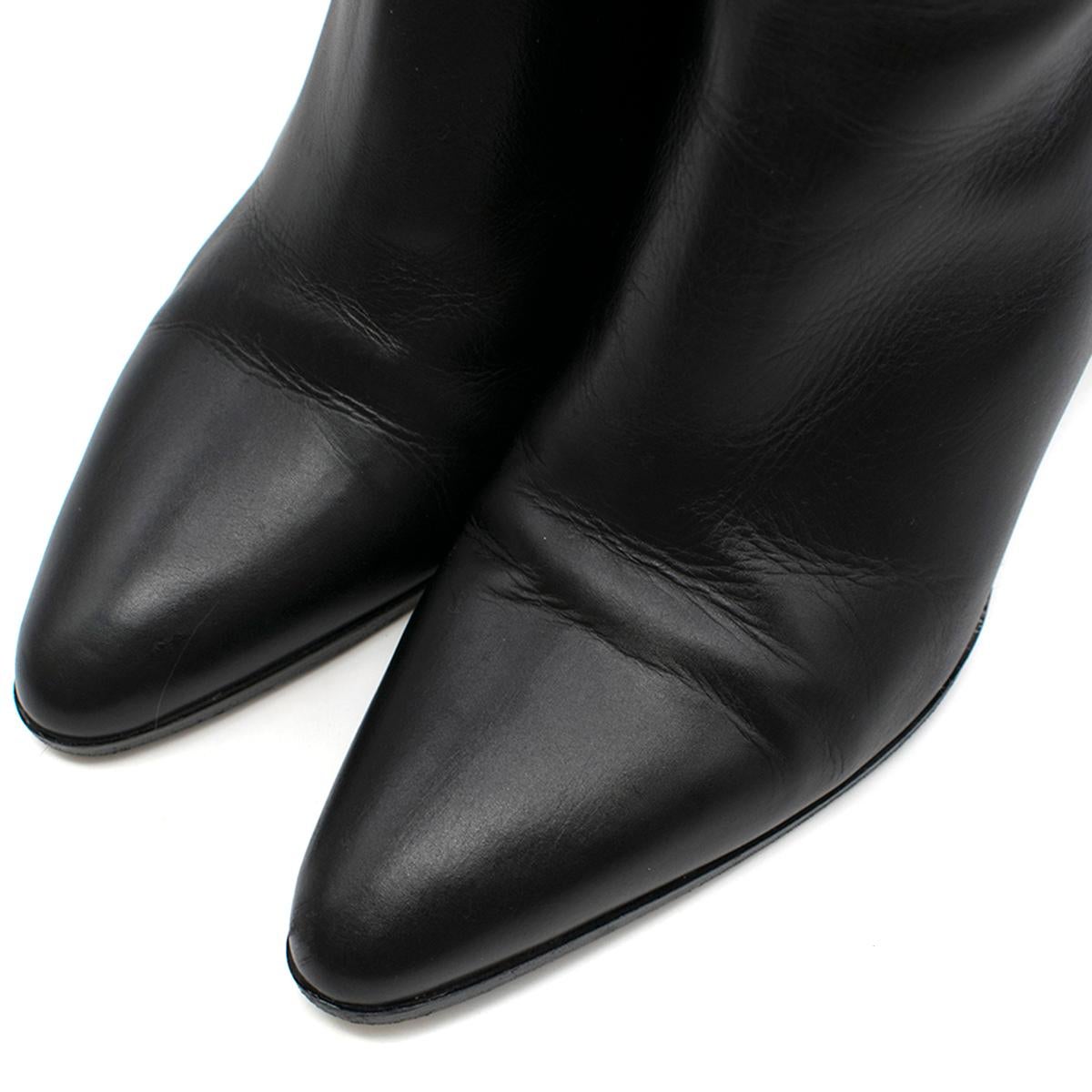Hermes Black Leather Point-toe Heeled Long Boots 37 (IT) 3