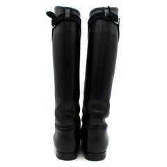 Hermes Black Leather Riding Boots 39