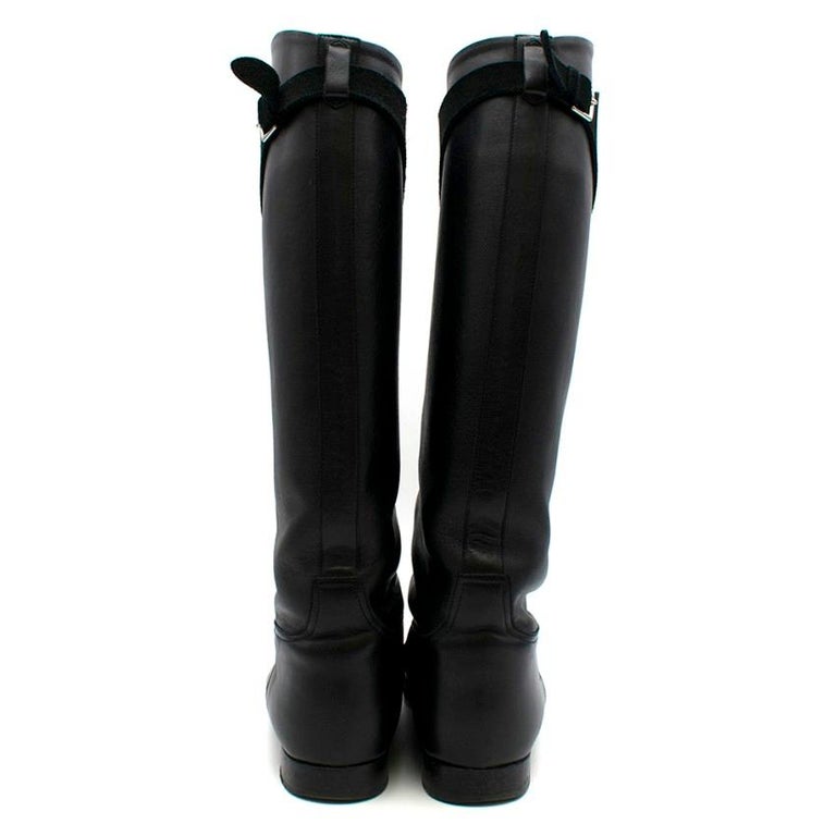Hermes Black Leather Riding Boots 39 at 1stDibs
