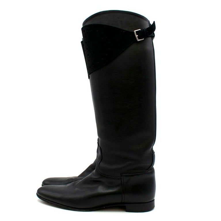 Hermes Black Leather Riding Boots 39 For Sale at 1stdibs