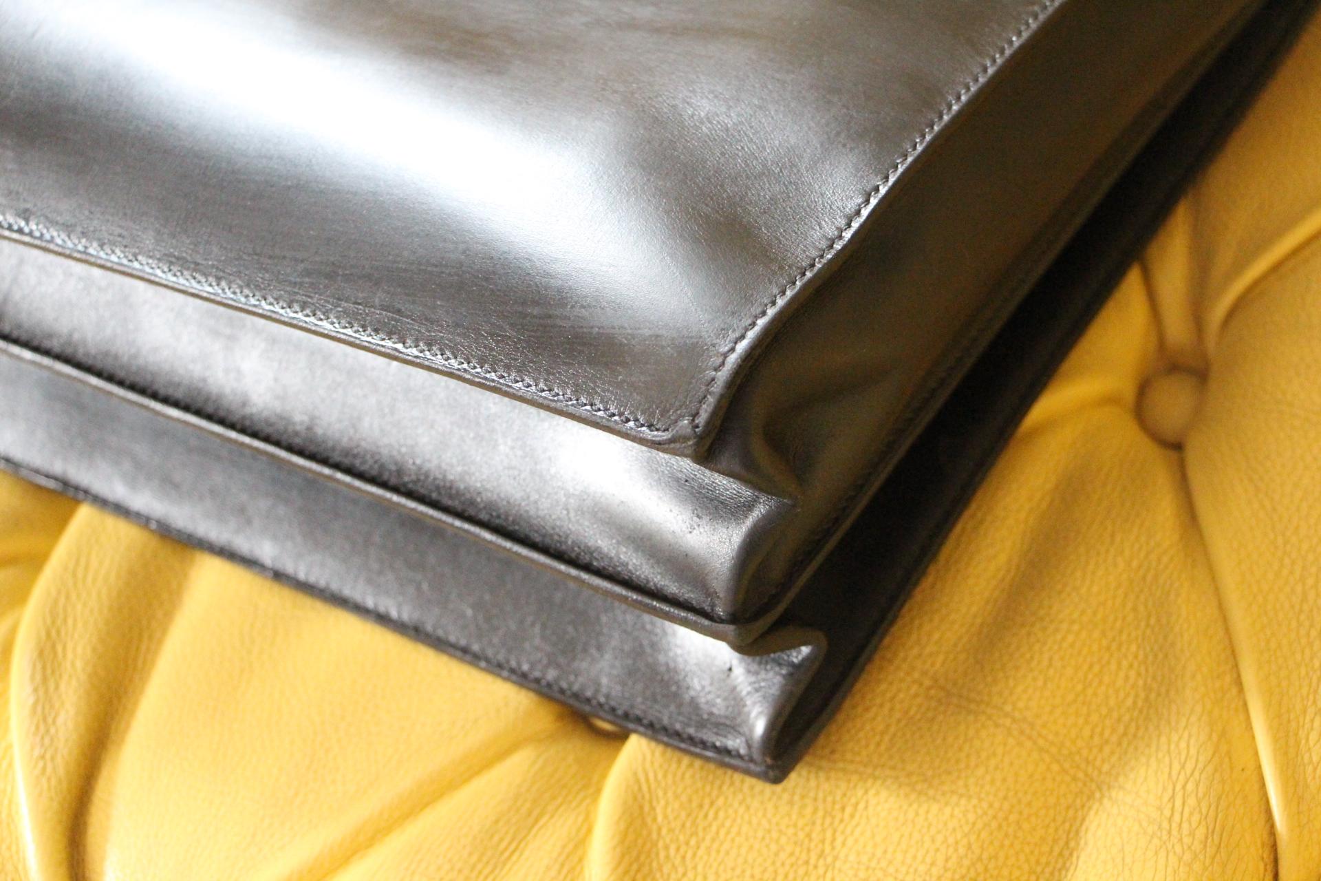 Hermes Black Leather Sac A Depeches Briefcase 5