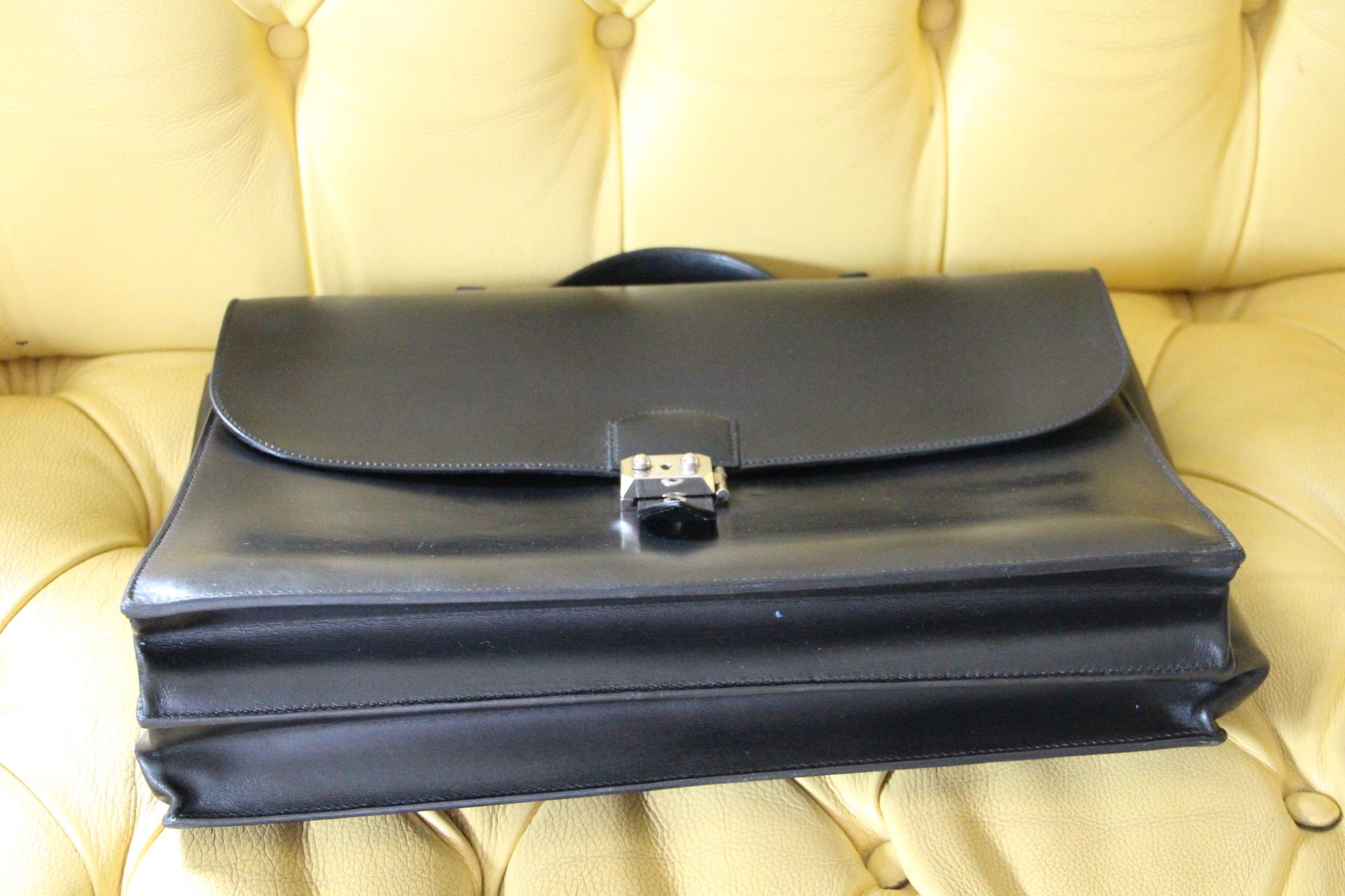 Hermes Black Leather Sac A Depeches Briefcase 2