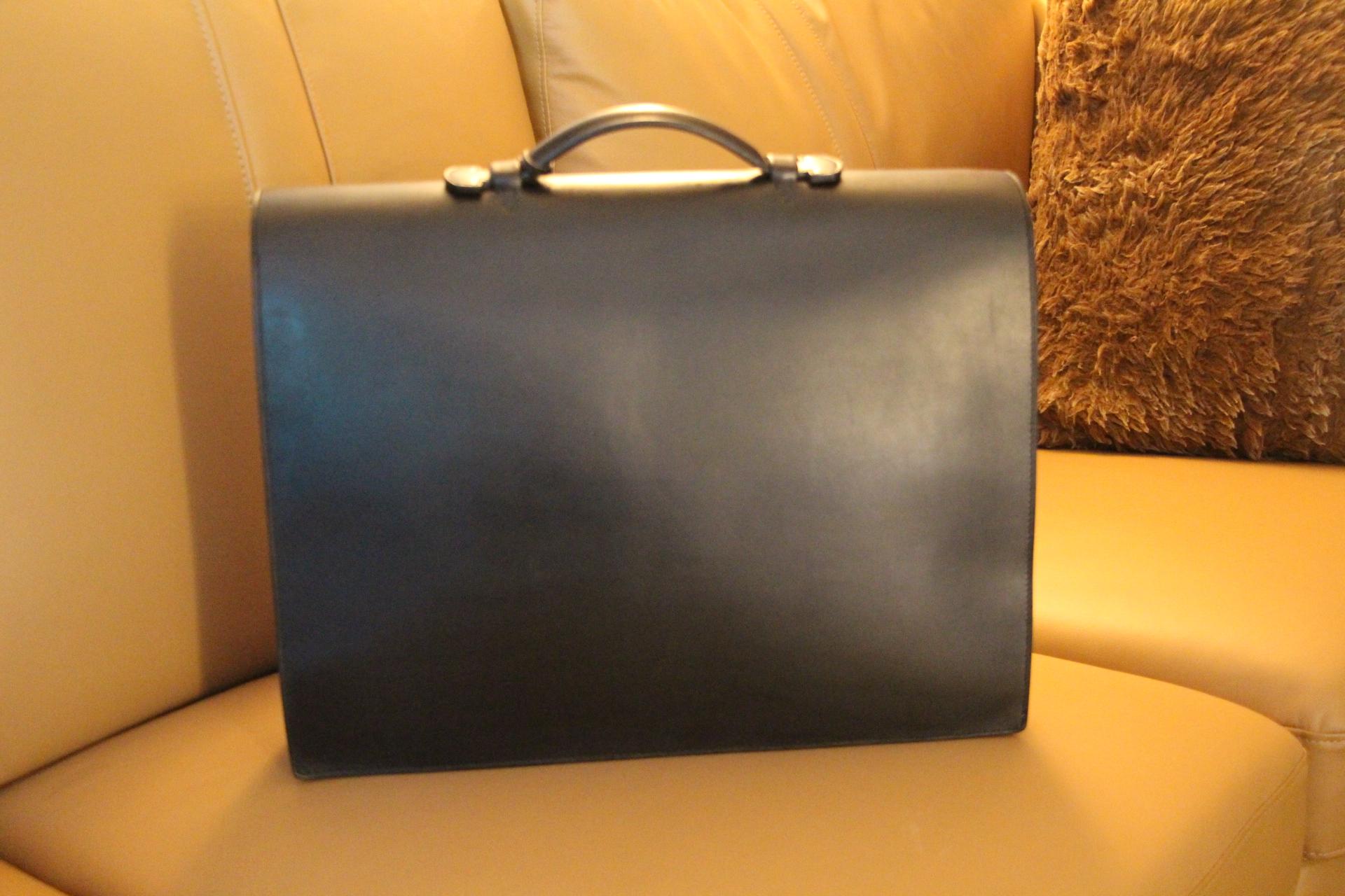 Hermes Black Leather Sac A Depeches Briefcase, Hermes Briefcase, Hermes bag For Sale 2