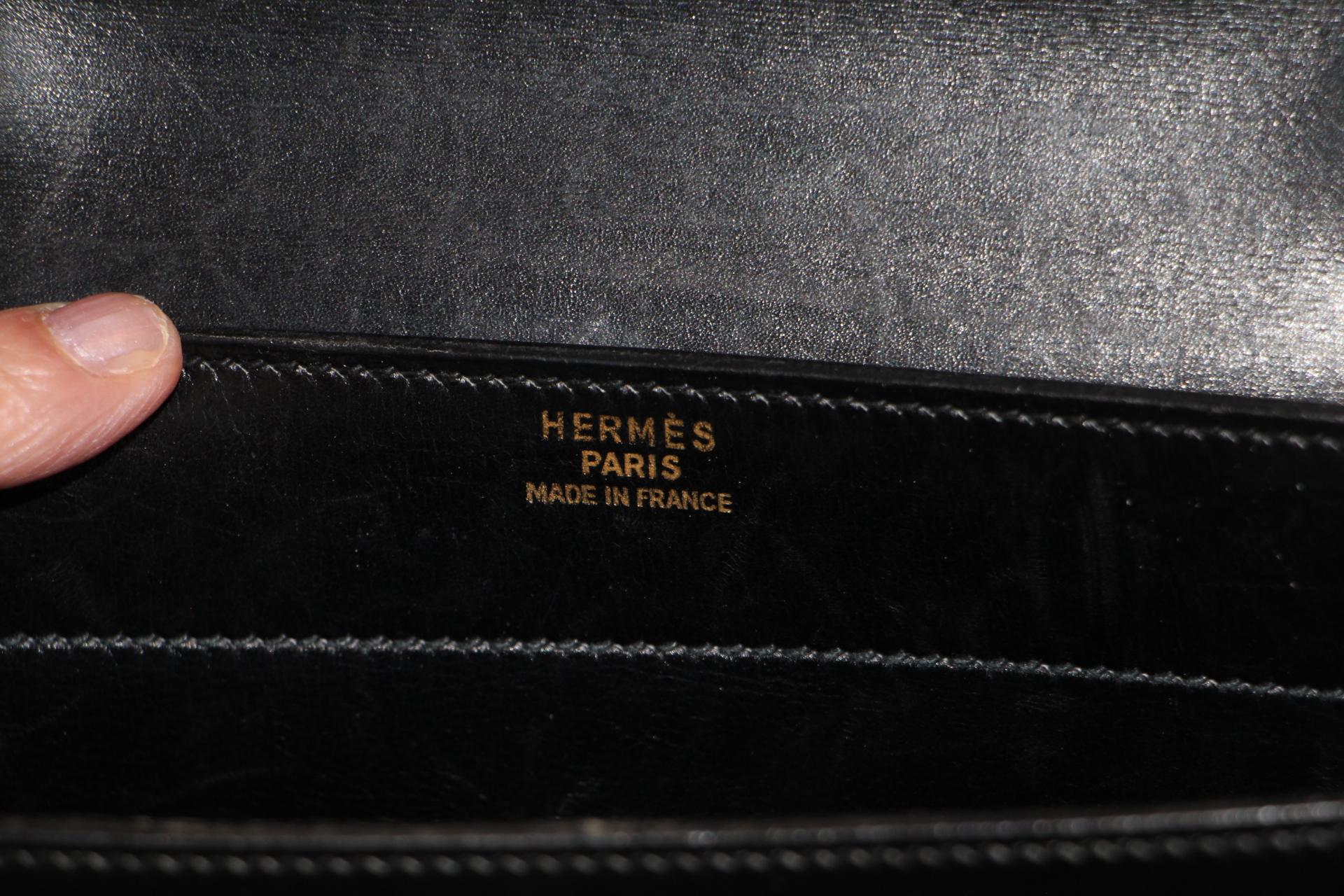 Hermes Black Leather Sac A Depeches Briefcase, Hermes Briefcase, Hermes bag For Sale 6